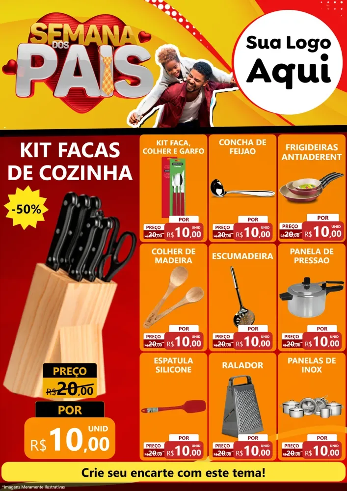 Modelo de Encarte para Encarte A4 Vertical com o tema Semana Dos Pais para Utilidades Domésticas
