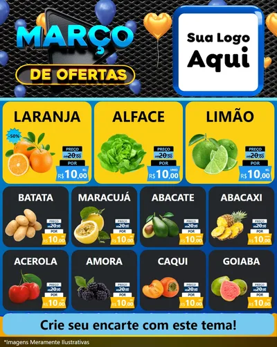 Modelo de Rede Social para Feed Instagram com o tema Março de Ofertas para Hortifrúti
