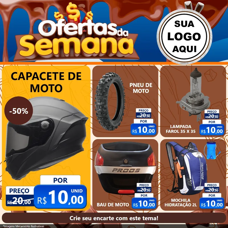 Modelo de Rede Social para Feed Facebook com o tema Ofertas da Semana - Páscoa para Moto peças
