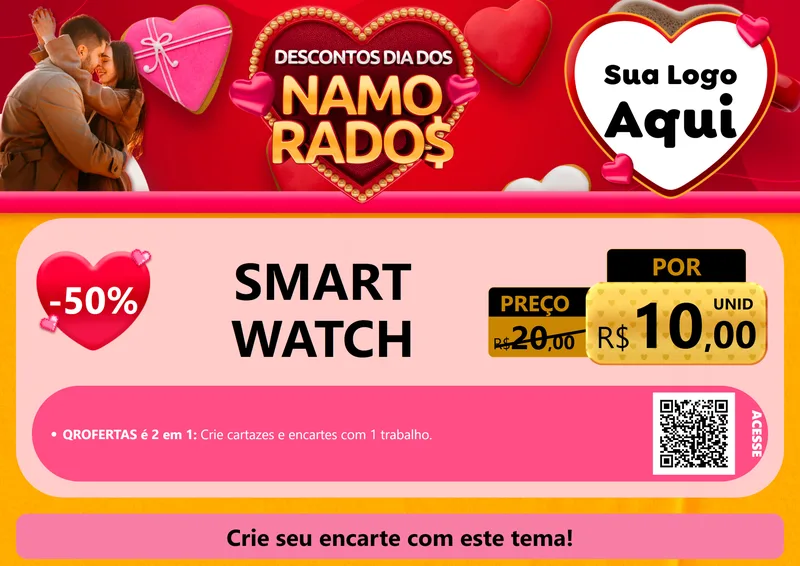 Modelo de Cartaz para Cartaz A4 Horizontal com o tema Descontos Dia dos Namorados para Informática