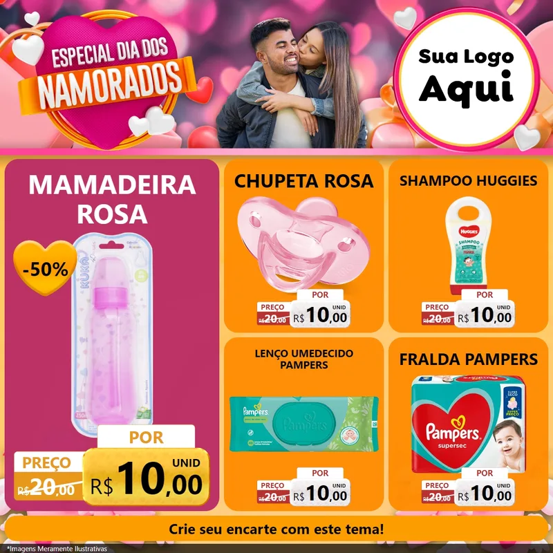 Modelo de Rede Social para Feed Facebook com o tema Especial Dia dos Namorados para Bebês