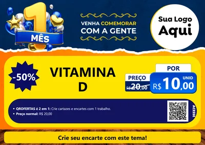 Modelo de Cartaz para Cartaz A4 Horizontal com o tema Um Mês de Aniversário para Farmácia