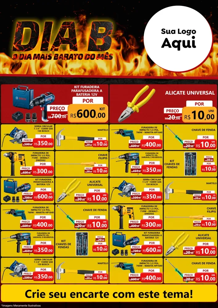 Modelo de Encarte para Encarte A4 Vertical com o tema Dia B para Maquinas e Ferramentas