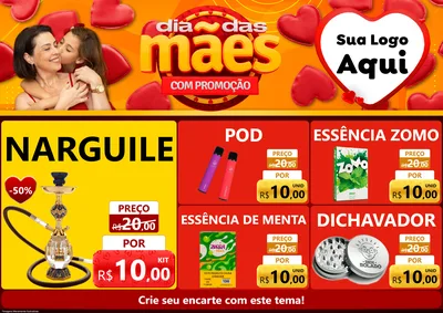 Modelo de Encarte para Encarte A4 Horizontal com o tema Dia das Mães com Promoção para Tabacaria