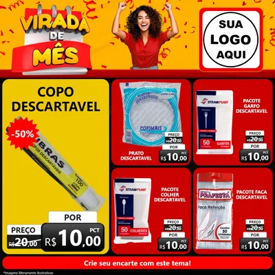Modelo de Rede Social para Feed Facebook com o tema Virada de Mês para Embalagens