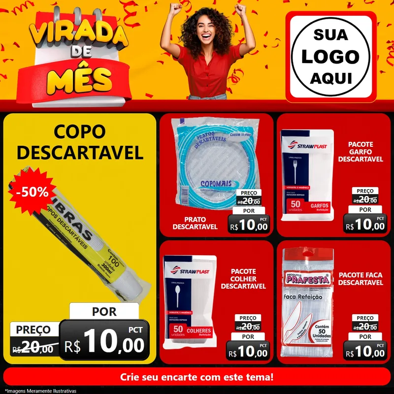 Modelo de Rede Social para Feed Facebook com o tema Virada de Mês para Embalagens