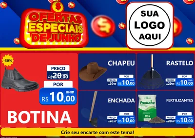 Modelo de Encarte para Encarte A4 Horizontal com o tema Ofertas Especiais de Junho para Agropecuária