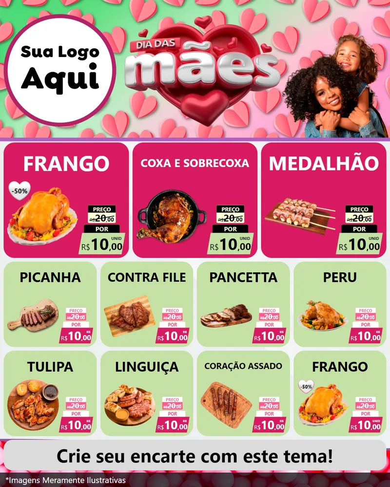 Modelo de Rede Social para Feed Instagram com o tema Dia das Mães para Assados
