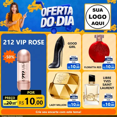 Modelo de Rede Social para Feed Facebook com o tema Oferta do Dia para Perfumes
