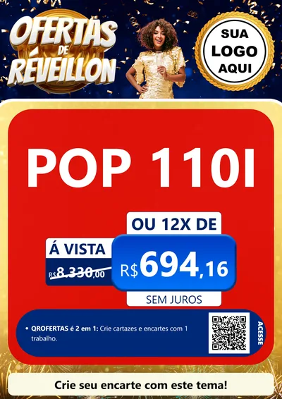 Modelo de Cartaz para Cartaz A4 Vertical com o tema Ofertas de Réveillon para Concessionaria de Motos