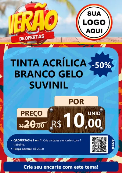 Modelo de Cartaz para Cartaz A4 Vertical com o tema Verão de Ofertas para Tintas e Ferramentas