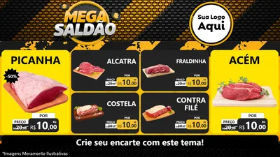 Modelo de TV para TV Horizontal com o tema Mega Saldão para Açougue