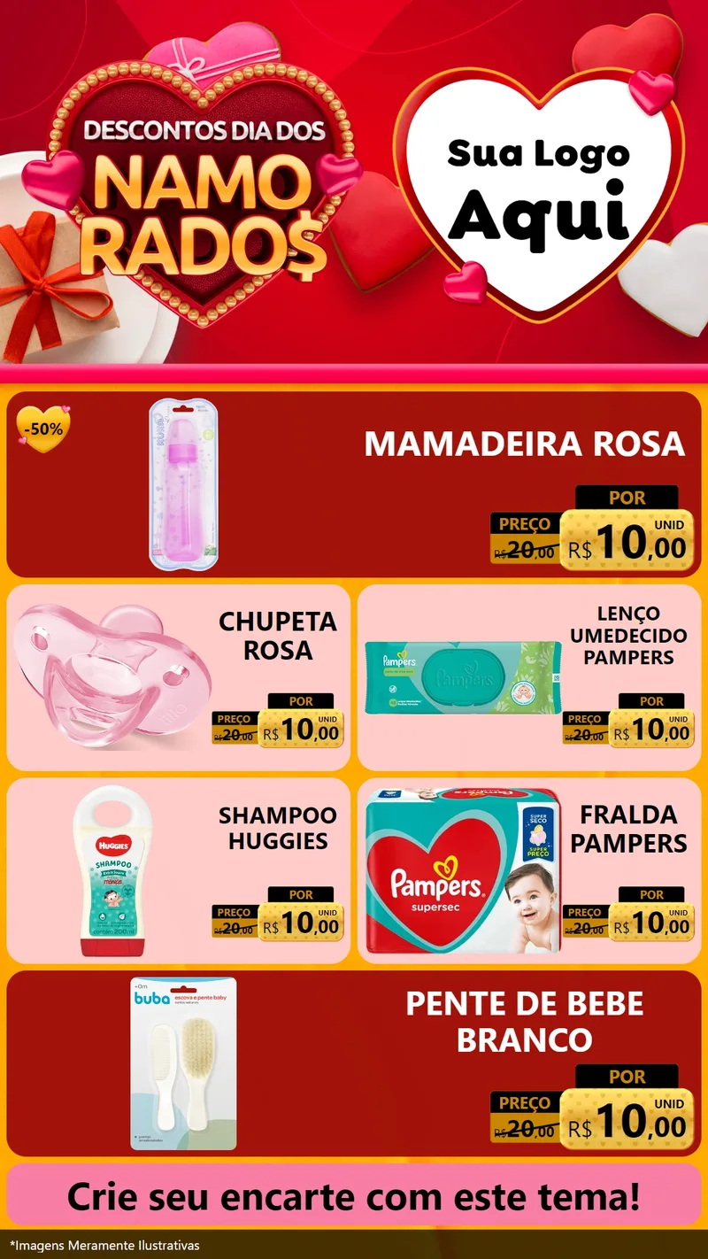 Modelo de TV para TV Vertical com o tema Descontos Dia dos Namorados para Bebês