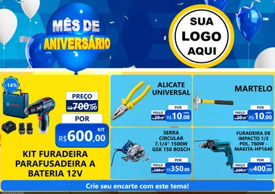 Modelo de Encarte para Encarte A4 Horizontal com o tema Mês de Aniversário para Maquinas e Ferramentas