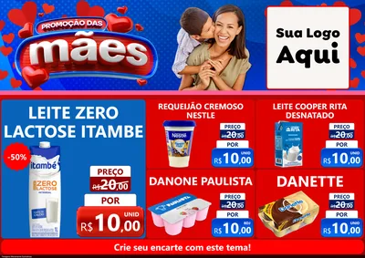 Modelo de Encarte para Encarte A4 Horizontal com o tema Promoção das Mães para Frios e Laticínios