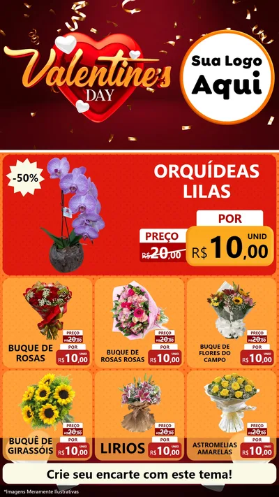Modelo de Rede Social para Stories com o tema Valentine's Day para Floricultura e jardim