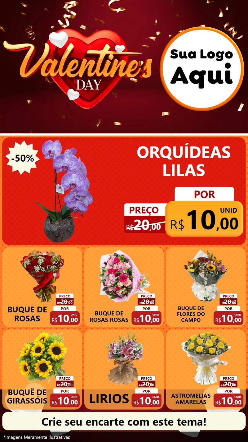 Modelo de Rede Social para Stories com o tema Valentine's Day para Floricultura e jardim