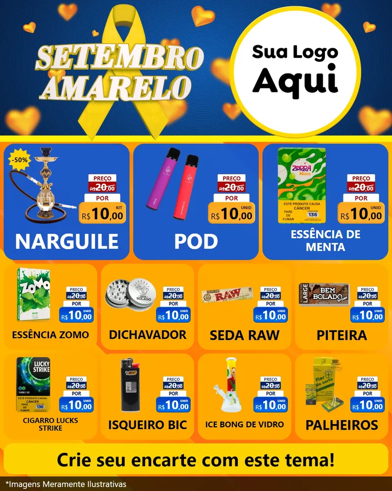 Modelo de Rede Social para Feed Instagram com o tema Setembro Amarelo para Tabacaria