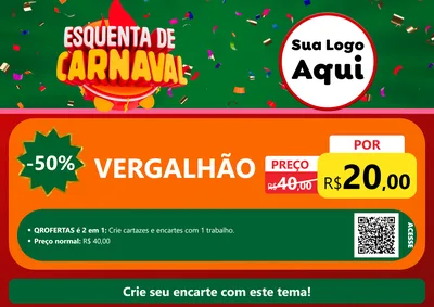 Modelo de Cartaz para Cartaz A4 Horizontal com o tema Esquenta de Carnaval para Ferragens