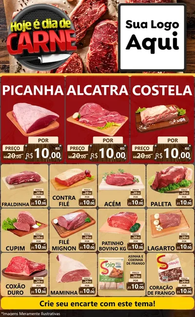 Modelo de Encarte para Encarte Grande com o tema Hoje É Dia de Carne para Açougue