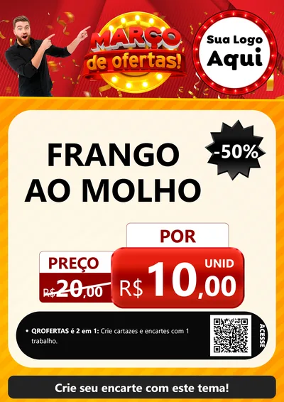 Modelo de Cartaz para Cartaz A4 Vertical com o tema Março de Ofertas! para Restaurante