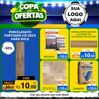 Modelo de Rede Social para Feed Facebook com o tema Copa de Ofertas para Pisos e revestimentos