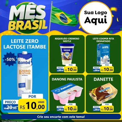 Modelo de Rede Social para Feed Facebook com o tema Mês do Brasil para Frios e Laticínios