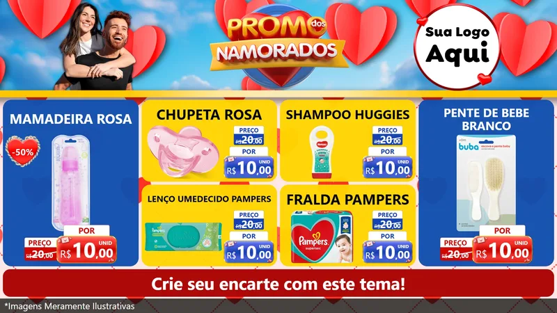 Modelo de TV para TV Horizontal com o tema Promo dos Namorados para Bebês