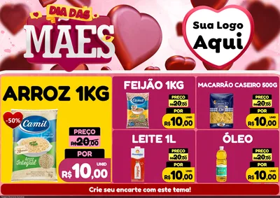Modelo de Encarte para Encarte A4 Horizontal com o tema Dia Das Mães para Supermercado