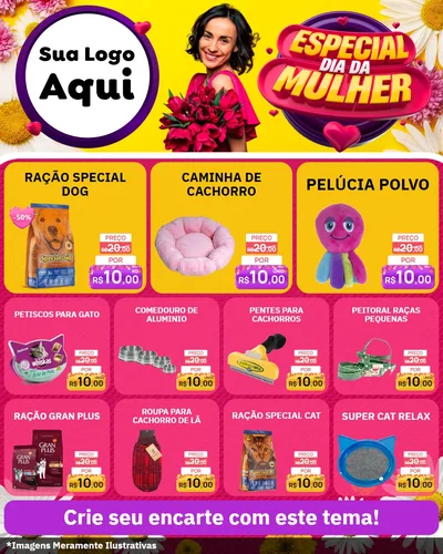 Modelo de Rede Social para Feed Instagram com o tema Especial Dia da Mulher para Pet Shop