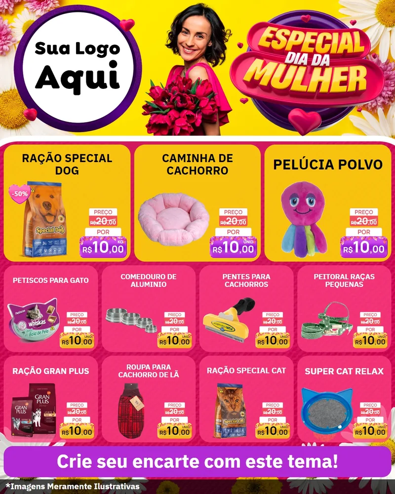 Modelo de Rede Social para Feed Instagram com o tema Especial Dia da Mulher para Pet Shop
