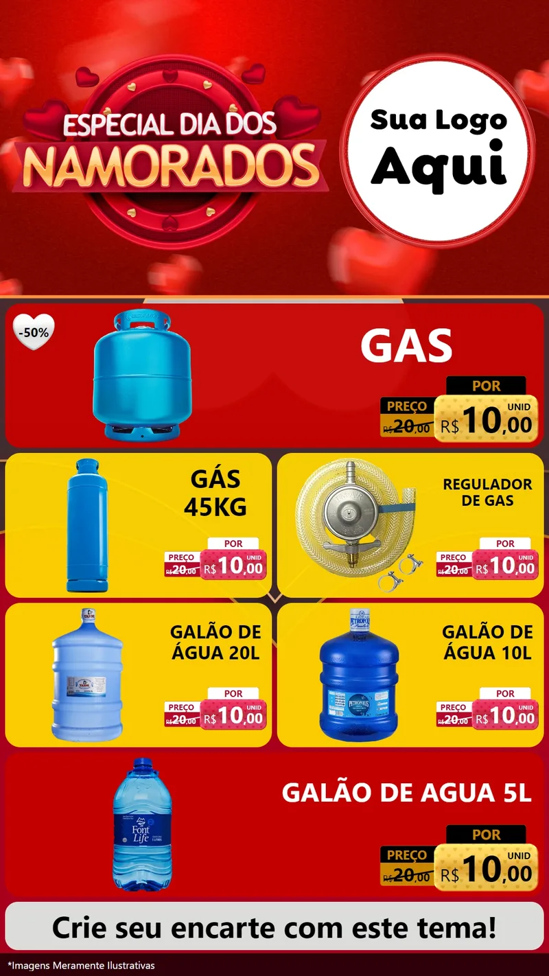 Modelo de TV para TV Vertical com o tema Especial Dia Dos Namorados para Água e gás