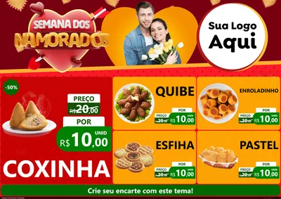 Modelo de Encarte para Encarte A4 Horizontal com o tema Semana dos Namorados para Salgadaria