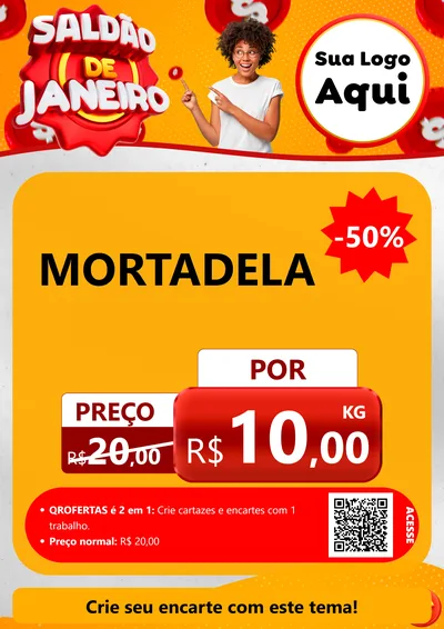 Modelo de Cartaz para Cartaz A4 Vertical com o tema Saldão de Janeiro para Frios e Laticínios