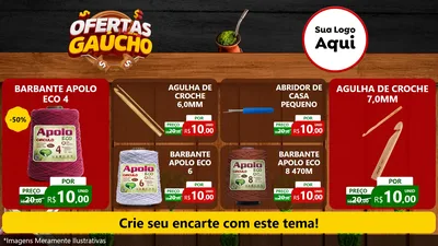 Modelo de TV para TV Horizontal com o tema Ofertas Dia do Gaúcho para Armarinho e Aviamentos