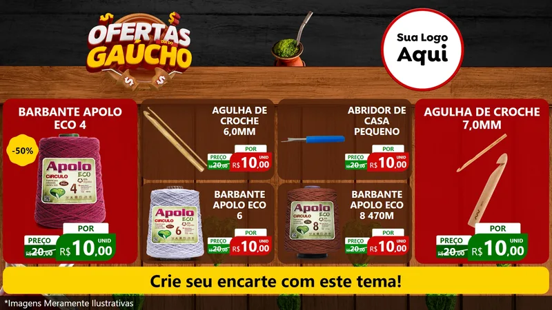Modelo de TV para TV Horizontal com o tema Ofertas Dia do Gaúcho para Armarinho e Aviamentos