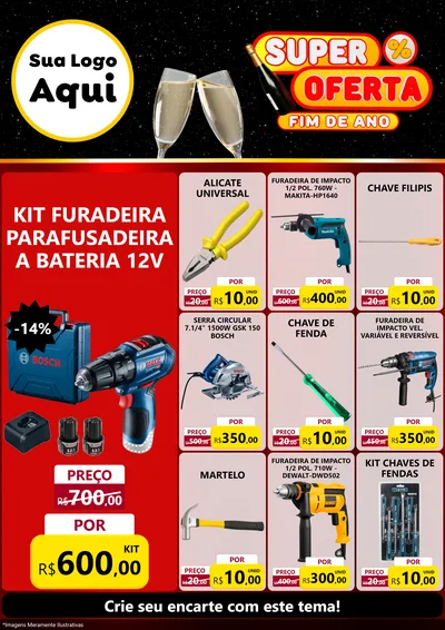 Modelo de Encarte para Encarte A4 Vertical com o tema Super Oferta Fim de Ano para Maquinas e Ferramentas