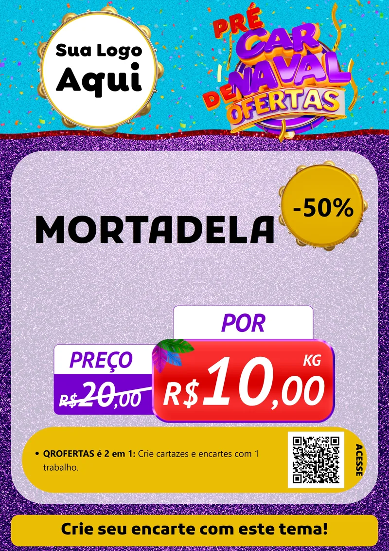 Modelo de Cartaz para Cartaz A4 Vertical com o tema Pré Carnaval de Ofertas para Frios e Laticínios
