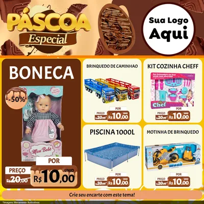 Modelo de Rede Social para Feed Facebook com o tema Páscoa Especial para Brinquedos