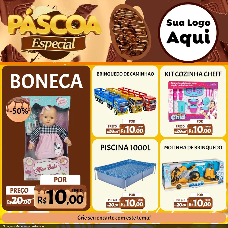 Modelo de Rede Social para Feed Facebook com o tema Páscoa Especial para Brinquedos