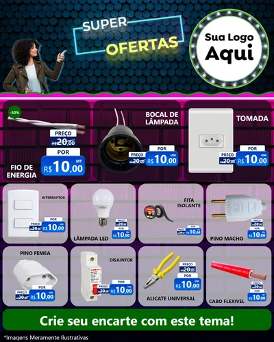 Modelo de Rede Social para Feed Instagram com o tema Super Ofertas para Materiais Elétricos