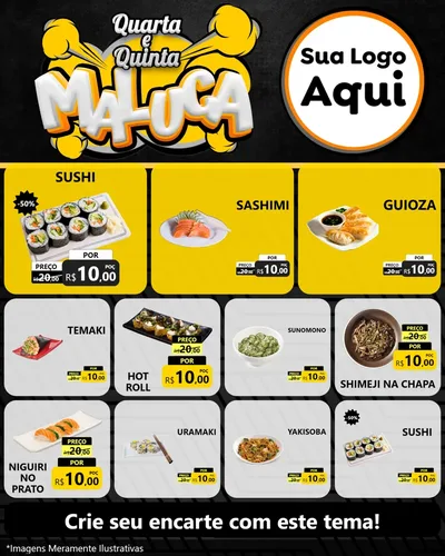 Modelo de Rede Social para Feed Instagram com o tema Quarta e Quinta Maluca para Comida japonesa