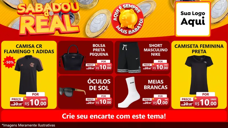 Modelo de TV para TV Horizontal com o tema Sabadou do Real para Roupas e acessórios