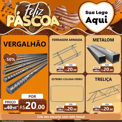 Modelo de Rede Social para Feed Facebook com o tema Feliz Páscoa para Ferragens