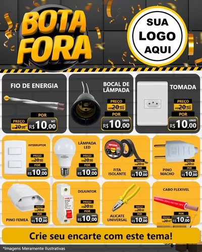 Modelo de Rede Social para Feed Instagram com o tema Bota Fora para Materiais Elétricos