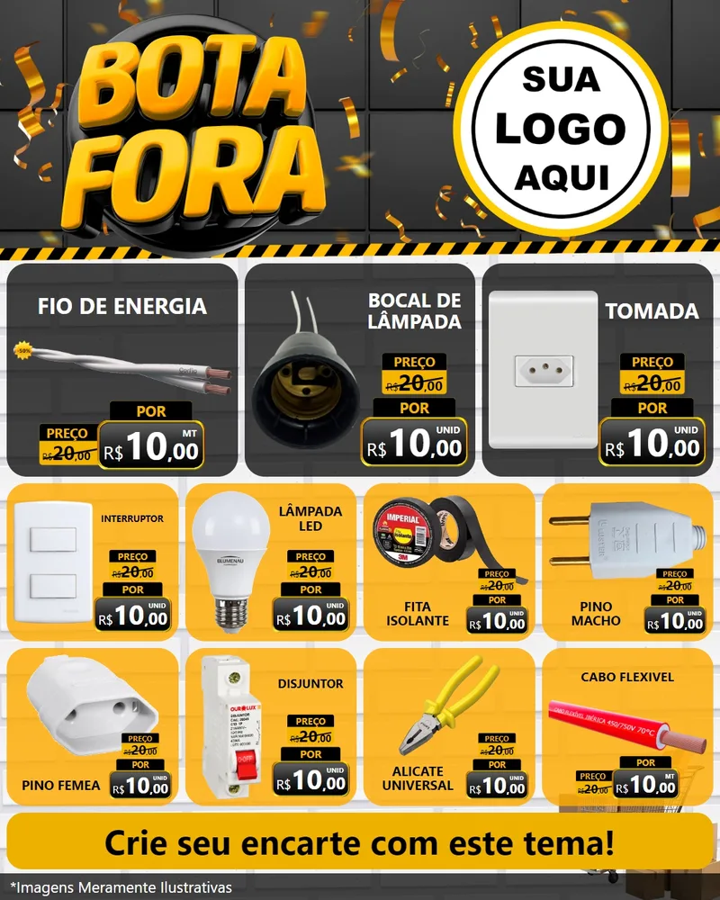 Modelo de Rede Social para Feed Instagram com o tema Bota Fora para Materiais Elétricos