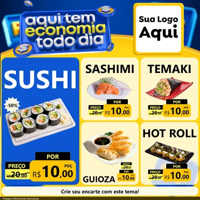 Modelo de Rede Social para Feed Facebook com o tema Aqui Tem Economia Todo Dia para Comida japonesa