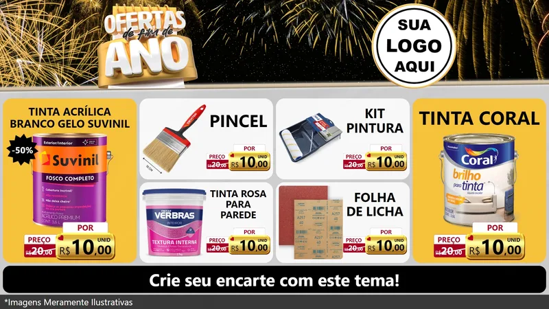 Modelo de TV para TV Horizontal com o tema Ofertas de Fim de Ano para Tintas e Ferramentas