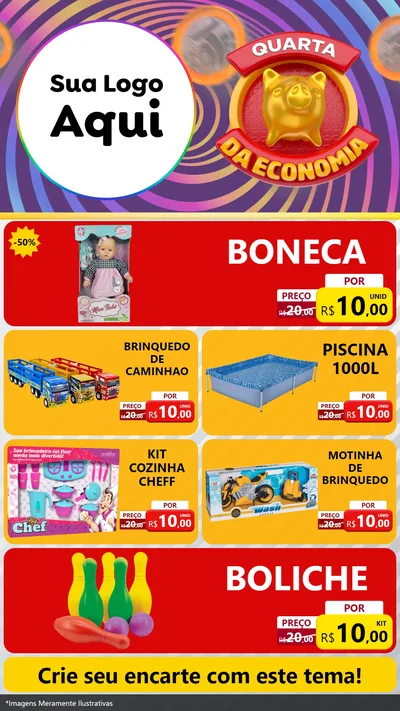 Modelo de TV para TV Vertical com o tema Quarta da Economia para Brinquedos