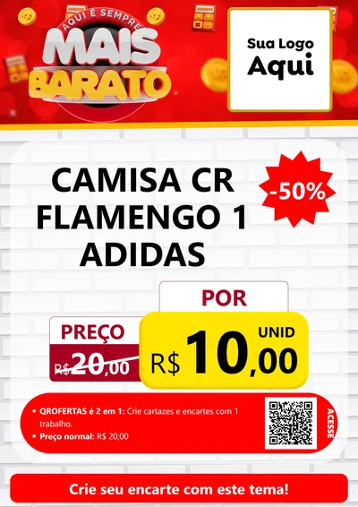 Modelo de Cartaz para Cartaz A4 Vertical com o tema Mais Barato para Roupas e acessórios